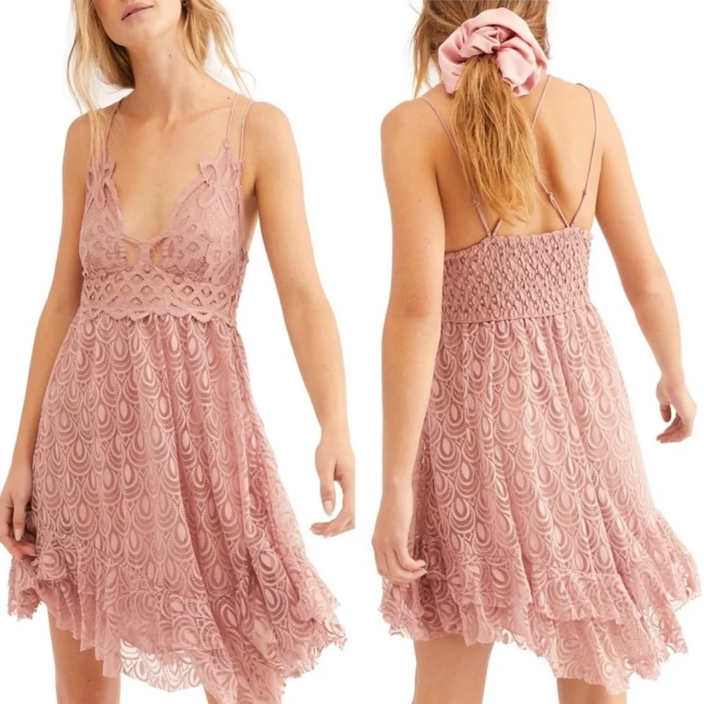 FREE PEOPLE Adelle ballet rose‎ burnout slip dress
